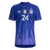 Men's Authentic E. FERNANDEZ #24 Argentina Away Soccer Jersey Shirt 2022 Adidas World Cup 2022