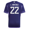 Men's Replica L. MARTINEZ #22 #22 Argentina Away Soccer Jersey Shirt 2022 Adidas - World Cup 2022