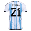 Men's Replica DYBALA #21 Argentina 3 Stars Home Soccer Jersey Shirt 2022 Adidas