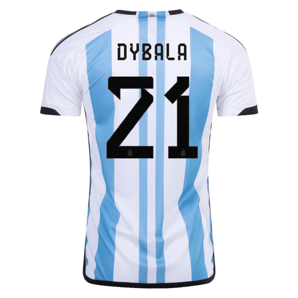 Men's Replica DYBALA #21 Argentina 3 Stars Home Soccer Jersey Shirt 2022 Adidas