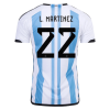 Men's Replica L. MARTINEZ #22 Argentina Home Soccer Jersey Shirt 2022 Adidas