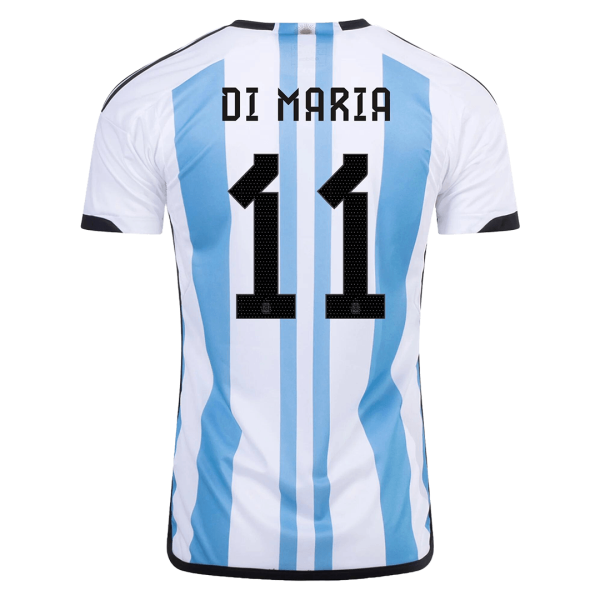 Men's Replica DI MARIA #11 Argentina 3 Stars Home Soccer Jersey Shirt 2022 Adidas