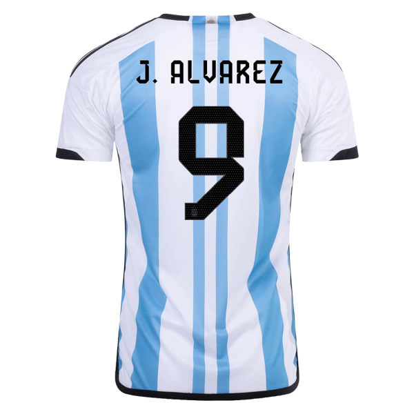 Men's Replica J. ALVAREZ #9 Argentina Home Soccer Jersey Shirt 2022 Adidas