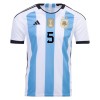 Men's Replica PAREDES #5 Argentina 3 Stars Home Soccer Jersey Shirt 2022 Adidas