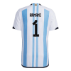 Men's Authentic ARMANI #1 Argentina 3 Stars Home Soccer Jersey Shirt 2022 Adidas World Cup 2022
