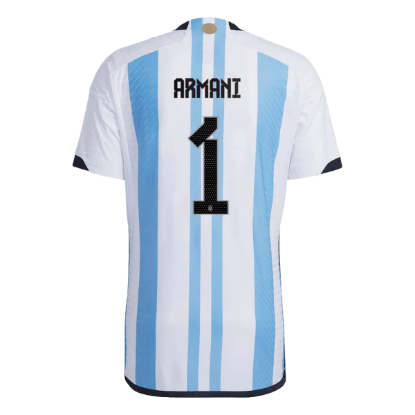 Men's Authentic ARMANI #1 Argentina 3 Stars Home Soccer Jersey Shirt 2022 Adidas World Cup 2022