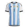 Men's Authentic ARMANI #1 Argentina 3 Stars Home Soccer Jersey Shirt 2022 Adidas World Cup 2022