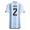 Men's Authentic FOYTH #2 Argentina 3 Stars Home Soccer Jersey Shirt 2022 Adidas World Cup 2022