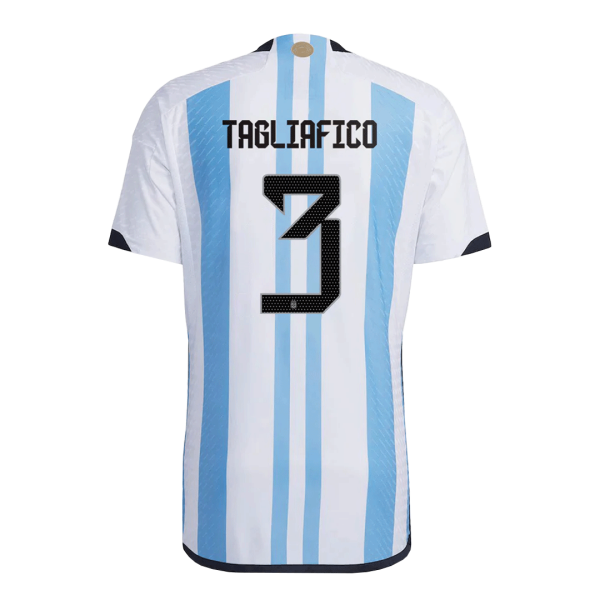 Men's Authentic TAGLIAFICO #3 Argentina 3 Stars Home Soccer Jersey Shirt 2022 Adidas World Cup 2022
