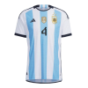 Men's Authentic MONTIEL #4 Argentina 3 Stars Home Soccer Jersey Shirt 2022 Adidas World Cup 2022