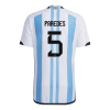Men's Authentic PAREDES #5 Argentina 3 Stars Home Soccer Jersey Shirt 2022 Adidas World Cup 2022