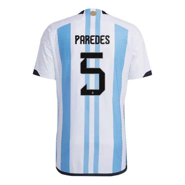Men's Authentic PAREDES #5 Argentina 3 Stars Home Soccer Jersey Shirt 2022 Adidas World Cup 2022