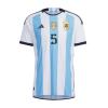 Men's Authentic PAREDES #5 Argentina 3 Stars Home Soccer Jersey Shirt 2022 Adidas World Cup 2022