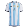 Men's Authentic PEZZELLA #6 Argentina 3 Stars Home Soccer Jersey Shirt 2022 Adidas World Cup 2022