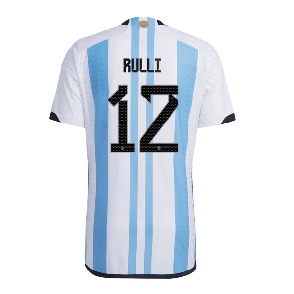 Men's Authentic RULLI #12 Argentina 3 Stars Home Soccer Jersey Shirt 2022 Adidas World Cup 2022