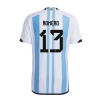Men's Authentic ROMERO #13 Argentina 3 Stars Home Soccer Jersey Shirt 2022 Adidas World Cup 2022