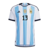 Men's Authentic ROMERO #13 Argentina 3 Stars Home Soccer Jersey Shirt 2022 Adidas World Cup 2022