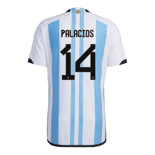 Men's Authentic PALACIOS #14 Argentina 3 Stars Home Soccer Jersey Shirt 2022 Adidas World Cup 2022