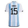 Men's Authentic CORREA #15 Argentina3 Stars  Home Soccer Jersey Shirt 2022 Adidas World Cup 2022