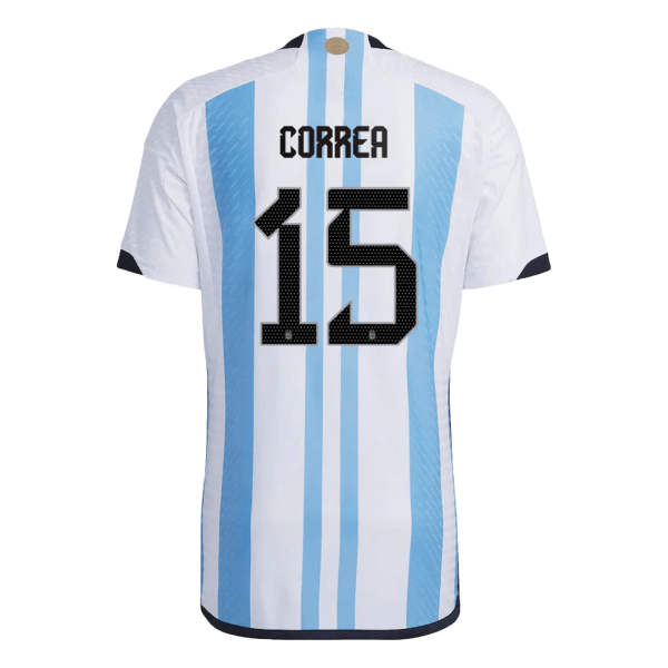 Men's Authentic CORREA #15 Argentina3 Stars  Home Soccer Jersey Shirt 2022 Adidas World Cup 2022