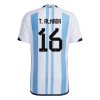 Men's Authentic T. ALMADA #16 Argentina 3 Stars Home Soccer Jersey Shirt 2022 Adidas World Cup 2022