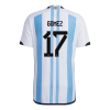 Men's Authentic GOMEZ #17 Argentina Home Soccer Jersey Shirt 2022 Adidas World Cup 2022