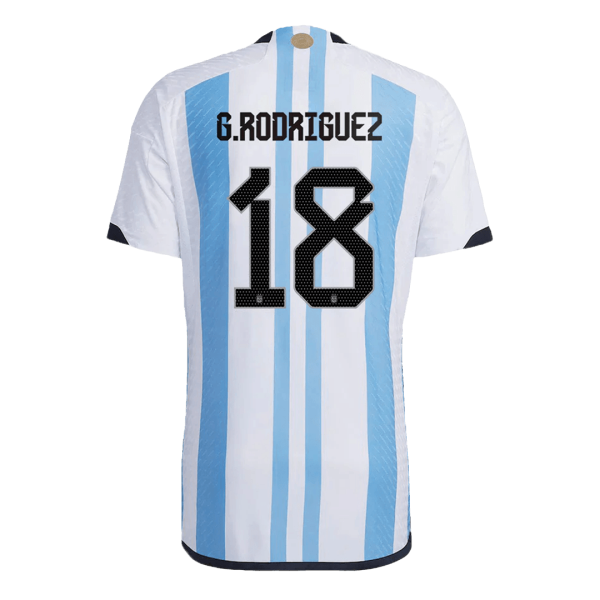 Men's Authentic G. RODRIGUEZ #18 Argentina Home Soccer Jersey Shirt 2022 Adidas World Cup 2022