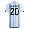 Men's Authentic MAC ALLISTER #20 Argentina 3 Stars Home Soccer Jersey Shirt 2022 Adidas World Cup 2022