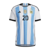 Men's Authentic MAC ALLISTER #20 Argentina 3 Stars Home Soccer Jersey Shirt 2022 Adidas World Cup 2022