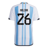 Men's Authentic MOLINA #26 Argentina 3 Stars Home Soccer Jersey Shirt 2022 Adidas World Cup 2022