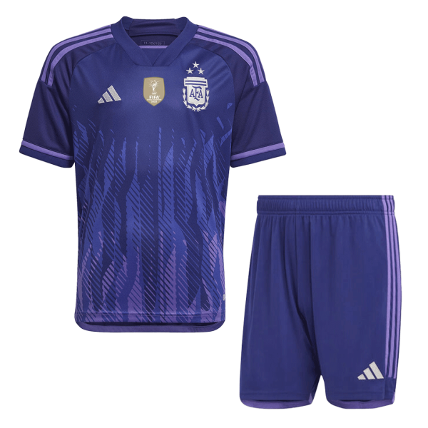 Kids Argentina Away Soccer Jersey Kit (Jersey+Shorts) 2022 Adidas - World Cup 2022