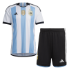 Kids Argentina 3 Stars Home Soccer Jersey Kit (Jersey+Shorts) 2022 Adidas