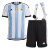 Kids Argentina 3 Stars Home Soccer Jersey Whole Kit (Jersey+Shorts+Socks) 2022 Adidas