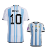 Men's Authentic Sign MESSI #10 Argentina Champions 3 Stars Home Soccer Jersey Shirt 2022 Adidas