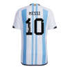 Men's Authentic Sign MESSI #10 Argentina Champions 3 Stars Home Soccer Jersey Shirt 2022 Adidas