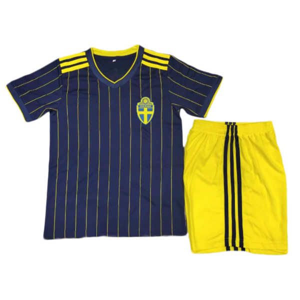 Kids Sweden Away Soccer Jersey Kit (Jersey+Shorts) 2020 Adidas