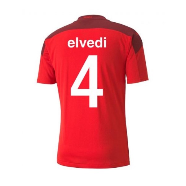 Men's Replica ELVEDI #4 Switzerland Home Soccer Jersey Shirt 2021 Puma