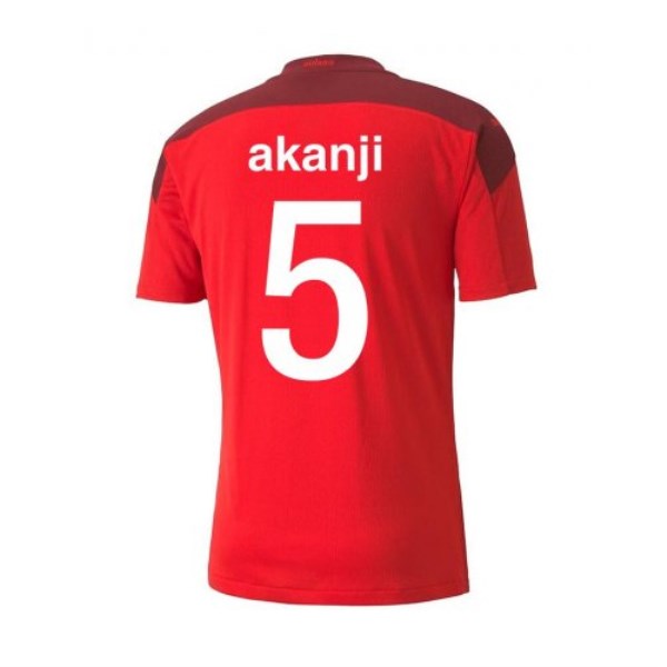 Men's Replica AKANJI #5 Switzerland Home Soccer Jersey Shirt 2021 Puma