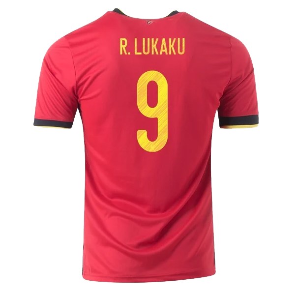 Men's Replica R.LUKAKU #9 Belgium Home Soccer Jersey Shirt 2020 Adidas