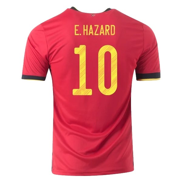 Men's Replica E.HAZARD #10 Belgium Home Soccer Jersey Shirt 2020 Adidas