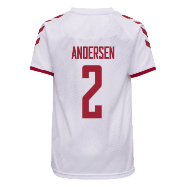 Men's Replica ANDERSEN #2 Denmark Away Soccer Jersey Shirt 2021 Hummel