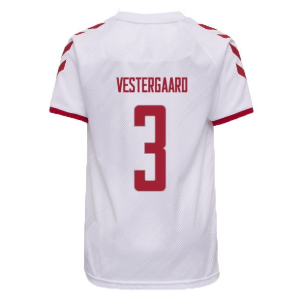 Men's Replica VESTERGAARD #3 Denmark Away Soccer Jersey Shirt 2021 Hummel