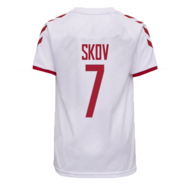 Men's Replica SKOV #7 Denmark Away Soccer Jersey Shirt 2021 Hummel