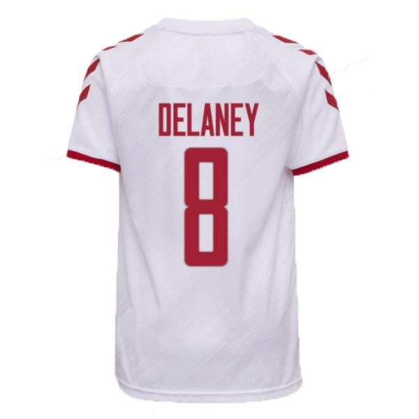Men's Replica DELANEY #8 Denmark Away Soccer Jersey Shirt 2021 Hummel