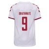 Men's Replica BRAITHWAITE #9 Denmark Away Soccer Jersey Shirt 2021 Hummel