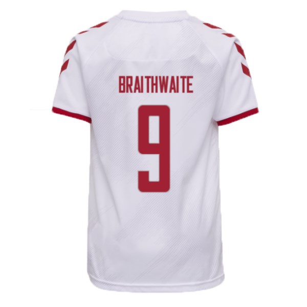 Men's Replica BRAITHWAITE #9 Denmark Away Soccer Jersey Shirt 2021 Hummel