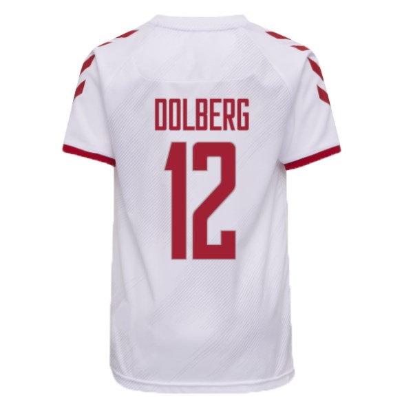 Men's Replica DOLBERG #12 Denmark Away Soccer Jersey Shirt 2021 Hummel