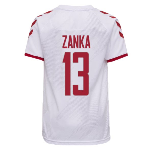 Men's Replica ZANKA #13 Denmark Away Soccer Jersey Shirt 2021 Hummel
