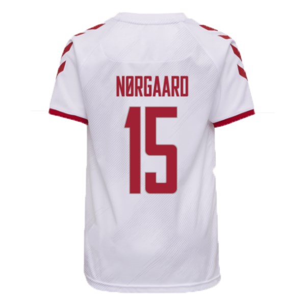 Men's Replica NØRGAARD #15 Denmark Away Soccer Jersey Shirt 2021 Hummel