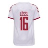 Men's Replica LÖSSL #16 Denmark Away Soccer Jersey Shirt 2021 Hummel